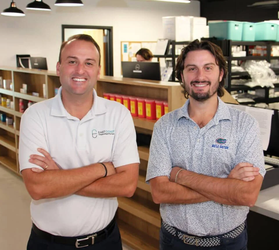 Owners Kyle Davis, Pharm.D., and Max McDaniel, Pharm.D., inside East Coast Compounding & Pharmacy in Jacksonville, Florida