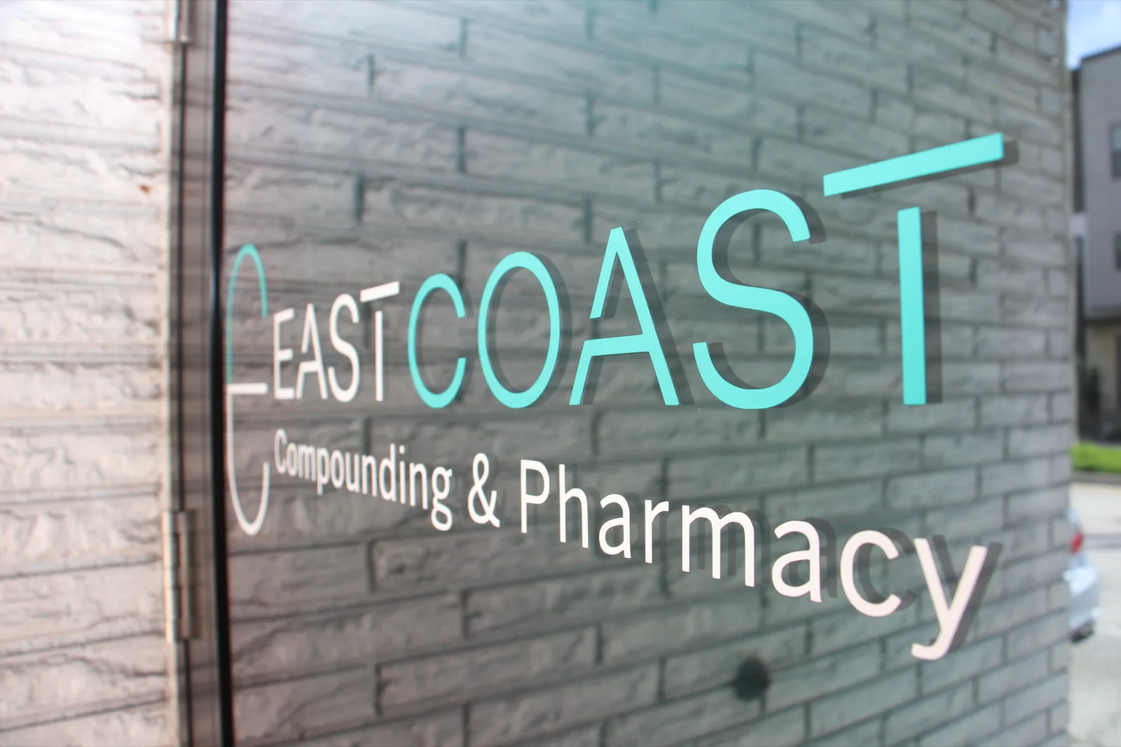 East Coast Compounding & Pharmacy sign on the front of our compounding pharmacy at 1617 Atlantic Blvd. in Jacksonville, Florida